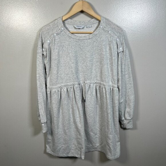 Seraphine Maternity Nursing Sweatshirt Size Small Babydoll Gray Drawstring Comfy - Picture 1 of 10
